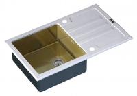 Мойка для кухни из нержавеющей стали ZorG Inox Glass GL-7851-WHITE-BRONZE
