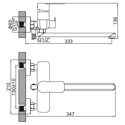 Смеситель для ванны Ledeme L72218