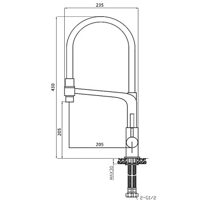 Смеситель для кухни OUTE T61303BL