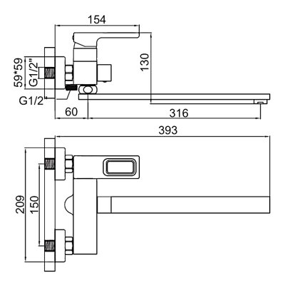 Смеситель для ванны Gerhans K13127W