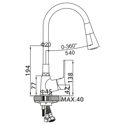 Смеситель для кухни Ledeme L4161B-2