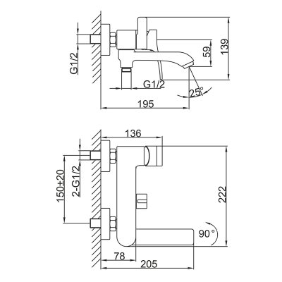 Смеситель для ванны Frap F3275-6