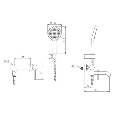 Смеситель для ванны Gappo G3206-6