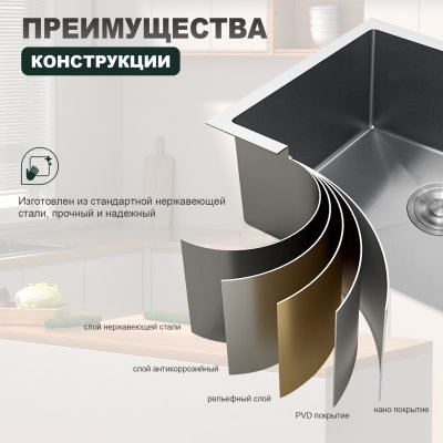 Мойка для кухни из нержавеющей стали Splenka S700.5045.05