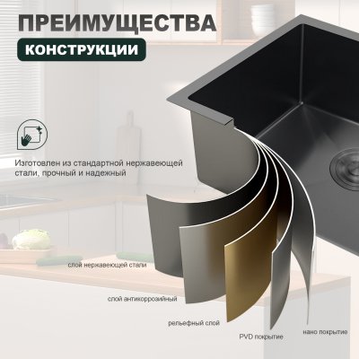 Мойка для кухни из нержавеющей стали Splenka S700.5045.09