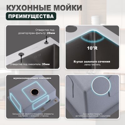 Мойка для кухни из нержавеющей стали Splenka S702.6050.05