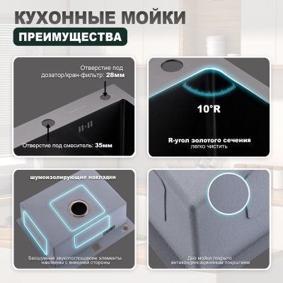 Мойка для кухни из нержавеющей стали Splenka S702.6050.09