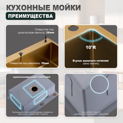 Мойка для кухни из нержавеющей стали Splenka S703.7050.03