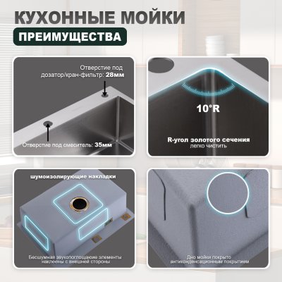 Мойка для кухни из нержавеющей стали Splenka S703.7050.05