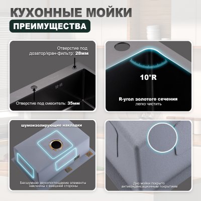 Мойка для кухни из нержавеющей стали Splenka S703.7050.09