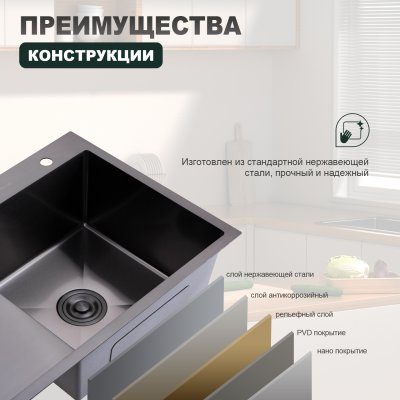 Мойка для кухни из нержавеющей стали Splenka S704.7850.09
