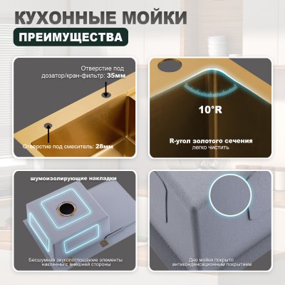 Мойка для кухни из нержавеющей стали Splenka S705.7850.03