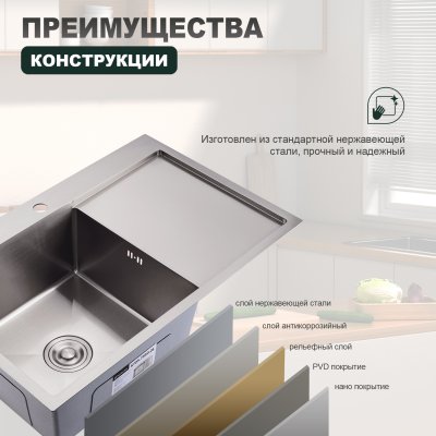 Мойка для кухни из нержавеющей стали Splenka S705.7850.05