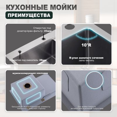 Мойка для кухни из нержавеющей стали Splenka S705.7850.05