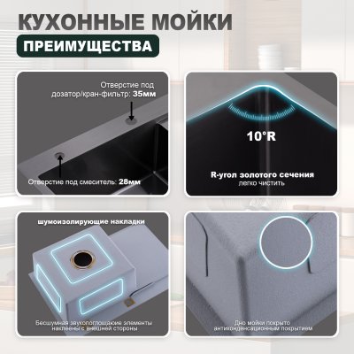Мойка для кухни из нержавеющей стали Splenka S705.7850.09