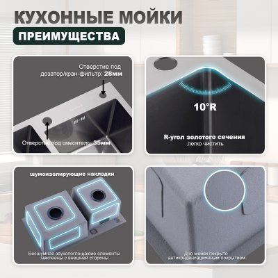 Мойка для кухни из нержавеющей стали Splenka S706.7843.05
