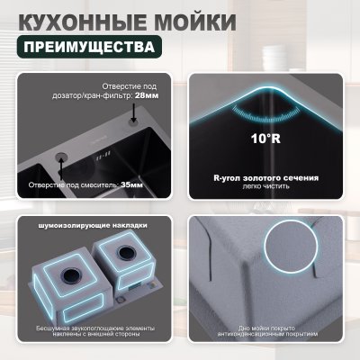 Мойка для кухни из нержавеющей стали Splenka S706.7843.09