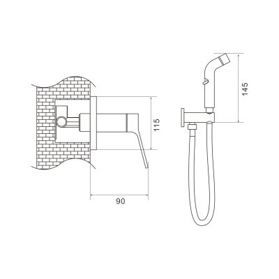 Смеситель с гигиеническим душем Shevanik S4305C