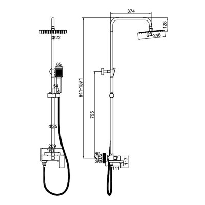 Душевая стойка Ledeme L72425B-1