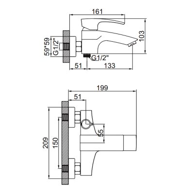 Смеситель для ванны Gerhans K13214D