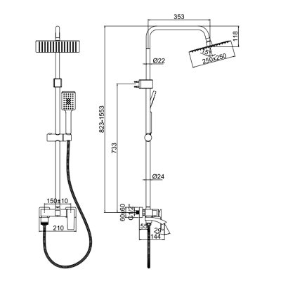 Смеситель для ванны Ledeme L2478Y
