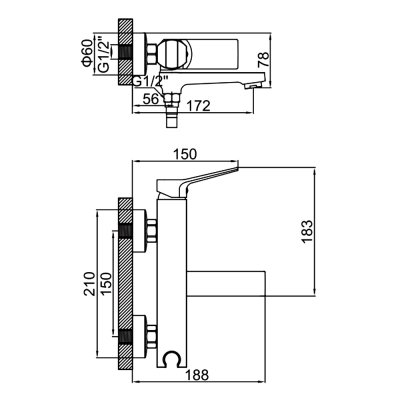 Смеситель для ванны Ledeme L3185Y