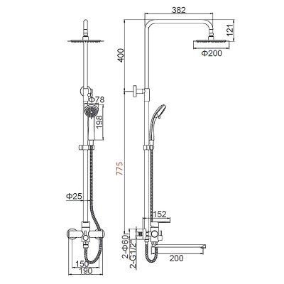 Душевая стойка Ledeme L72403-1