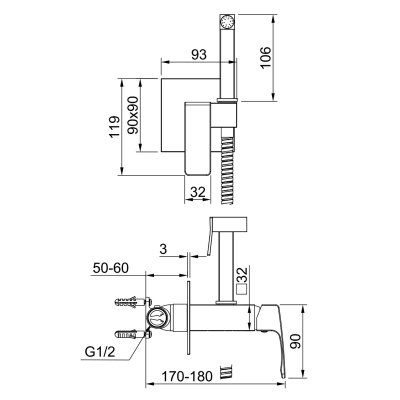 Смеситель с гигиеническим душем Raglo R01.52.23