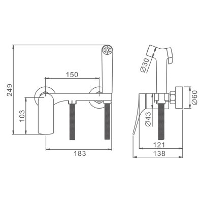 Смеситель с гигиеническим душем Splenka S54.51.08