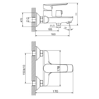 Смеситель для ванны D-Lin D130370
