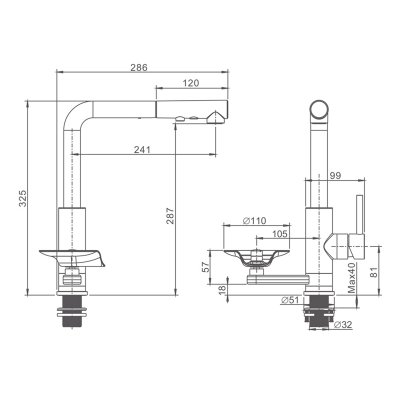 Смеситель для кухни с выдвижной лейкой Prohanss P45.47.03