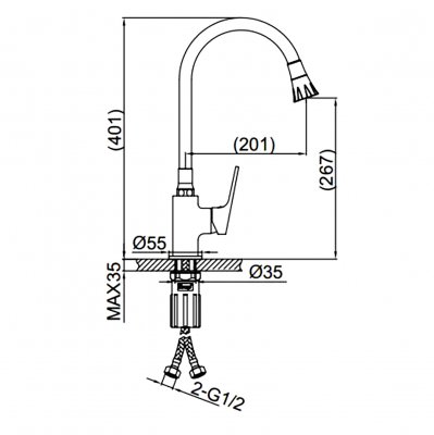Смеситель для кухни с гибким изливом Frap F4486
