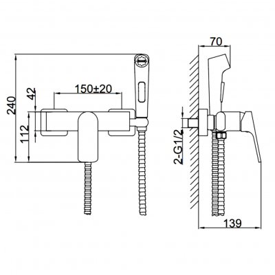 Смеситель с гигиеническим душем Frap F7586