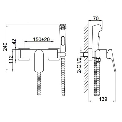 Смеситель с гигиеническим душем Frap F7586-3