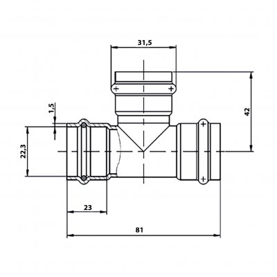 Тройник 22x22x22 Gappo G1110.222222 уп. 5 шт.