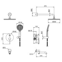 Душевой комплект Gappo G7106-143