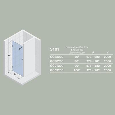 Шторка для ванны стеклянная Riho Scandic 90x200 AW010110000340080