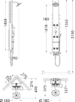 Душевая панель Hansgrohe Pharo 26871000 матовый хром/хром