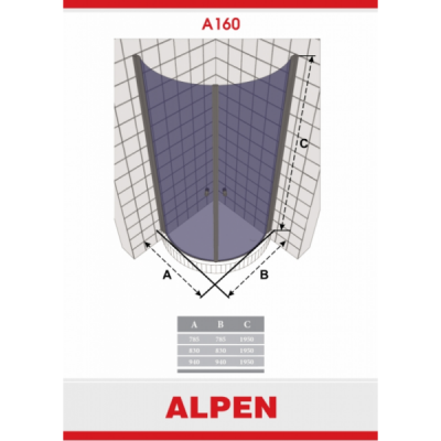 Душевой угол Alpen A160N-100 Alpina Quadrant