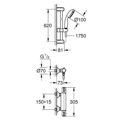 Смеситель для душа Grohe Grohtherm 1000 34588000