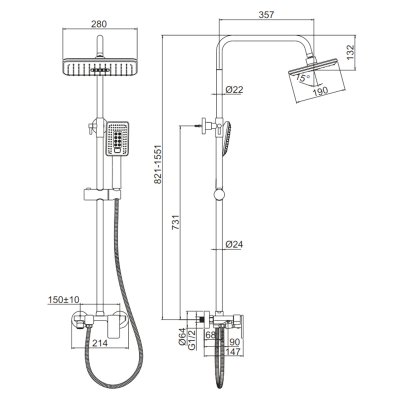 Душевая стойка Ledeme L2421W