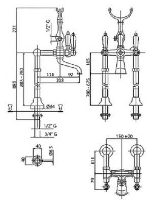Смеситель для ванны Cezares First FIRST-VDF-03/24-Nc