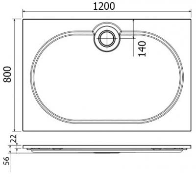 Душевой поддон из литьевого мрамора Cezares Tray TRAY-S-AH-120/80-56-W