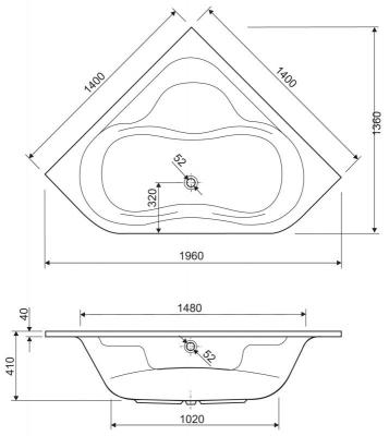 Акриловая ванна Cezares Plitvice PLITVICE-140-140-41