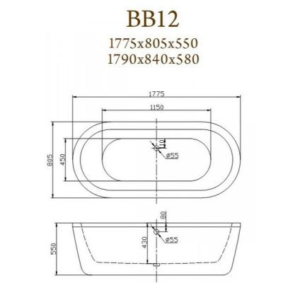 Акриловая ванна BelBagno BB12-1785