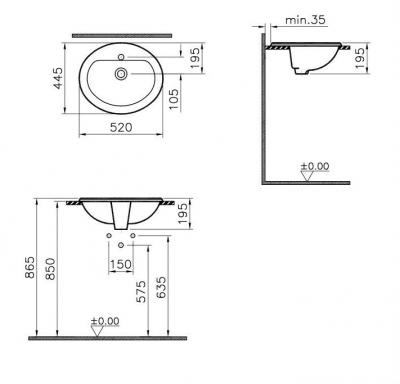 Раковина Vitra Arkitekt 6084B003-0001