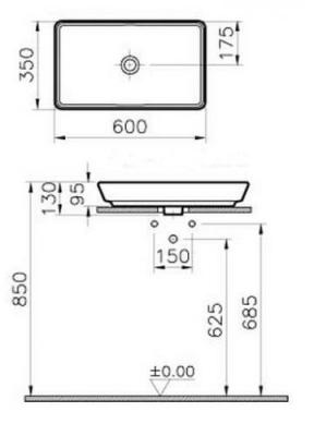 Раковина Vitra T4 60 4461B003-0016