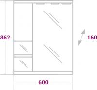 Габаритный чертеж  Зеркальный шкаф Onika Элита 60.01 L 206021