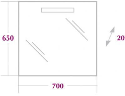 Габаритный чертеж Зеркало Onika Олимп 70.01 207001