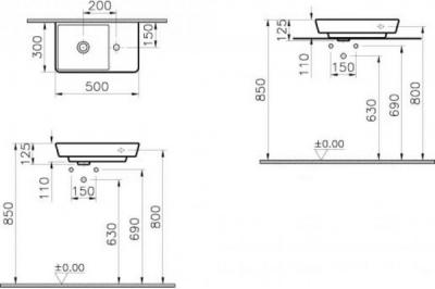 Раковина Vitra T4 4458B003-0041